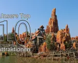 Disneyland Paris: Big Thunder Mountain mit Text "Unsere Top 10 Attraktionen".